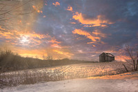 Winter's Sunset on the Farm